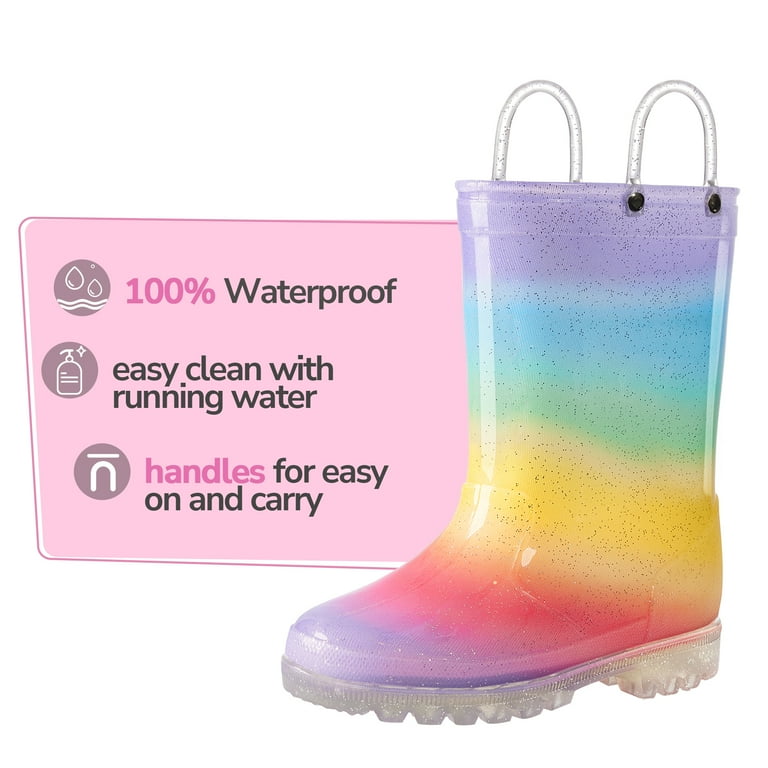 Bocca Toddler Girls' Gradient Rain Boots – Waterproof, Non-Slip, Lightweight & Durable | AmazPromo