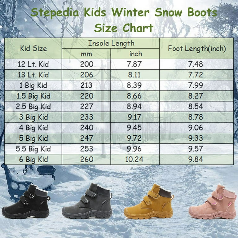 Stepedia Kids Snow Boots - Waterproof Winter Boots for Boys & Girls, Warm Faux Fur Lined, Non-Slip | AmazPromo
