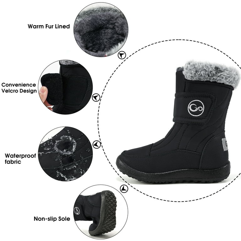 Ecetana Kids Waterproof Snow Boots – Warm Faux Fur Lined Winter Shoes, Non-Slip Outdoor Boots extra image
