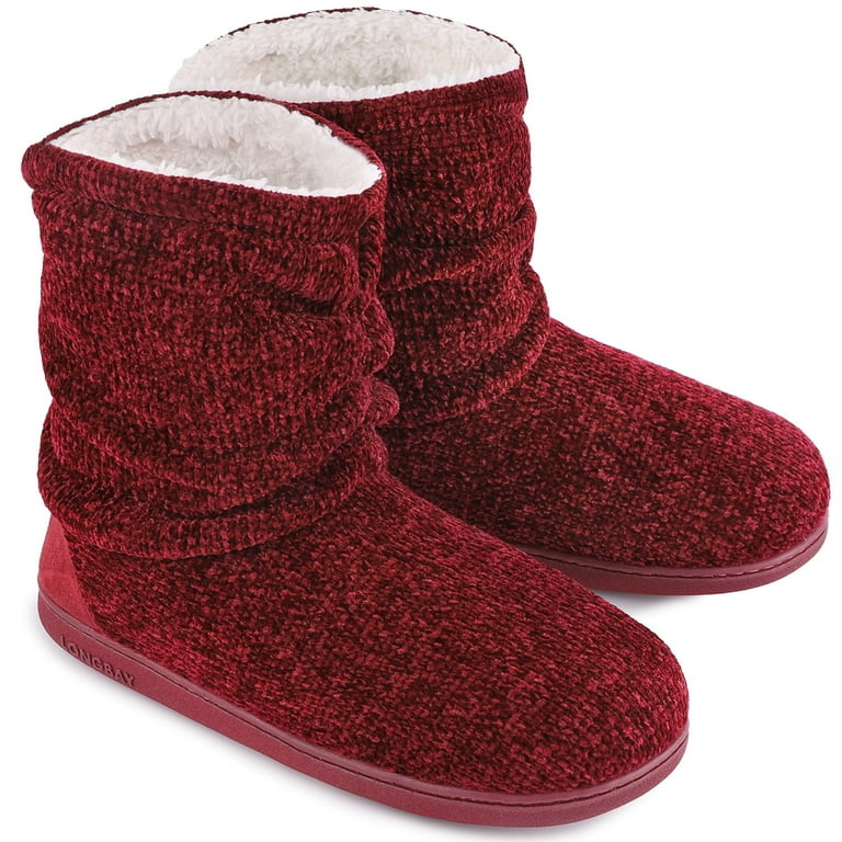 LongBay Women's Cozy Chenille Knit Slippers – Warm Plush Fleece Winter Booties with Memory Foam | AmazPromo
