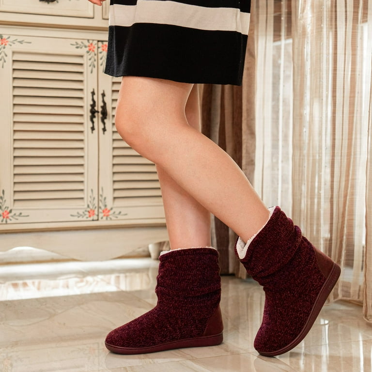 LongBay Women's Cozy Chenille Knit Slippers – Warm Plush Fleece Winter Booties with Memory Foam | AmazPromo