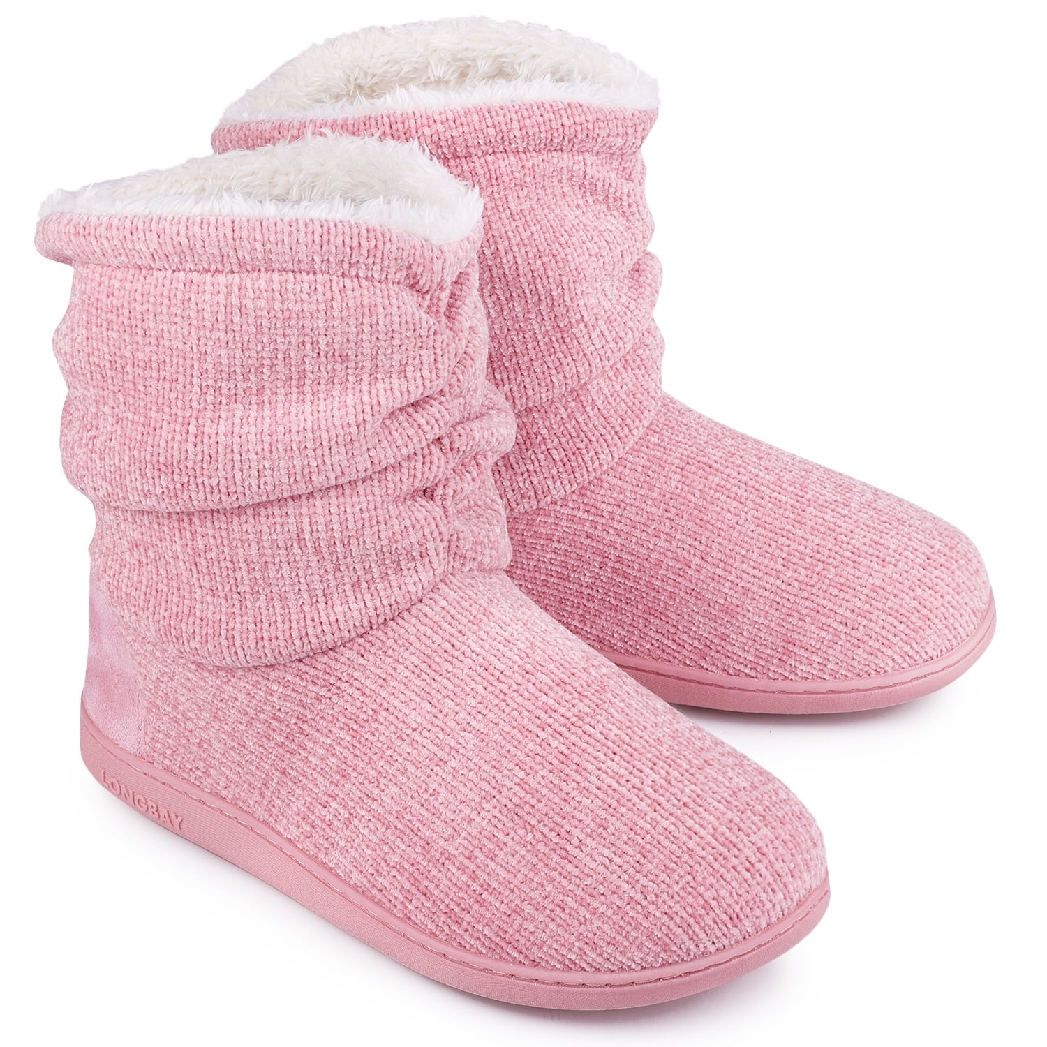 LongBay Women's Chenille Knit Cozy Winter Booties - Plush Fleece Slippers with Memory Foam Cushion, | AmazPromo