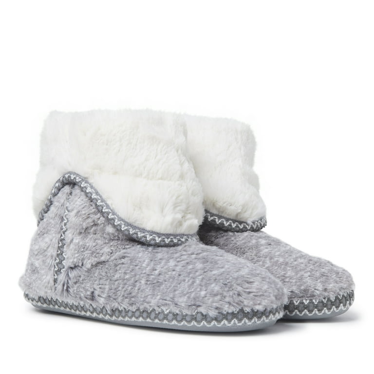 Dearfoams Women's Beth Faux Fur Fold-Down Bootie Slippers – Cozy Fuzzy Memory Foam House Boots | AmazPromo