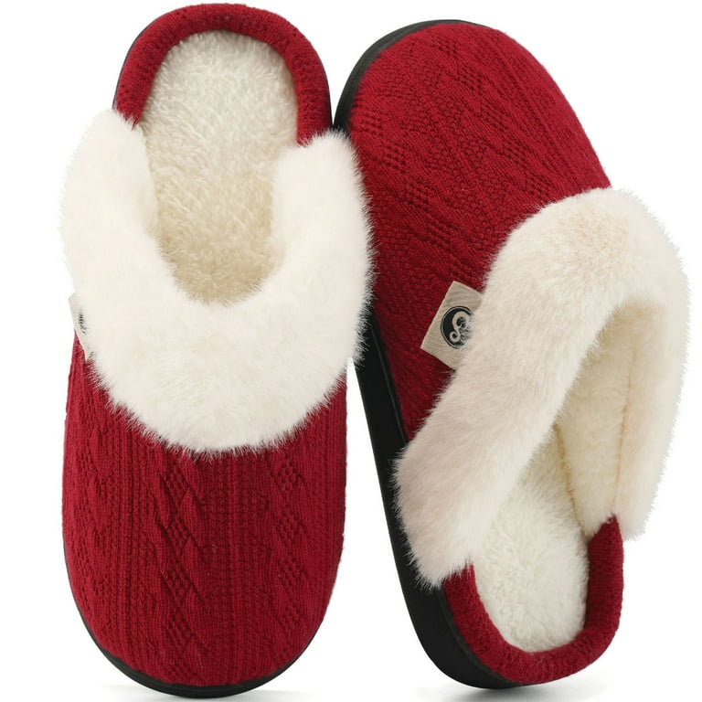 Ecetana Women's Knit Memory Foam Slippers – Warm Fleece Lined, Non-Slip Indoor Outdoor House Shoes f | AmazPromo