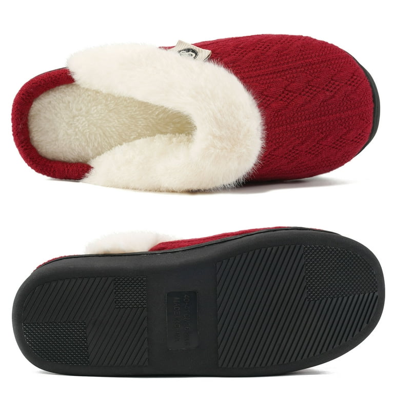 Ecetana Women's Knit Memory Foam Slippers – Warm Fleece Lined, Non-Slip Indoor Outdoor House Shoes f | AmazPromo