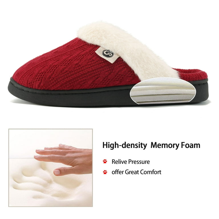 Ecetana Women's Knit Memory Foam Slippers – Warm Fleece Lined, Non-Slip Indoor Outdoor House Shoes f extra image