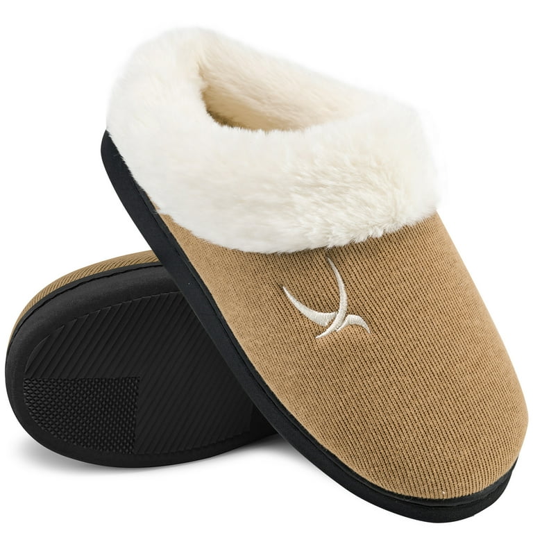 Ecetana Women's Memory Foam House Slippers – Fluffy Faux Fur, Warm Cozy Indoor Outdoor Slip-On Shoes | AmazPromo