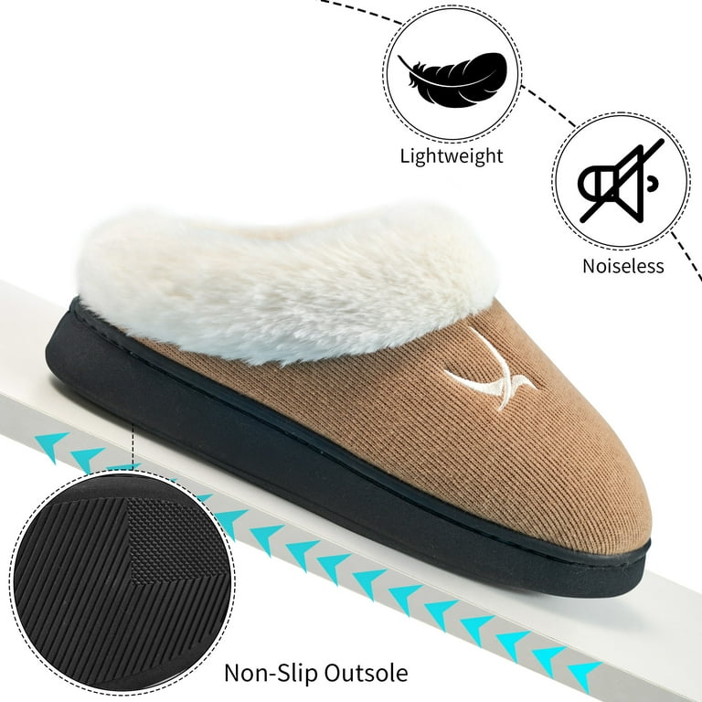 Ecetana Women's Memory Foam House Slippers – Fluffy Faux Fur, Warm Cozy Indoor Outdoor Slip-On Shoes extra image