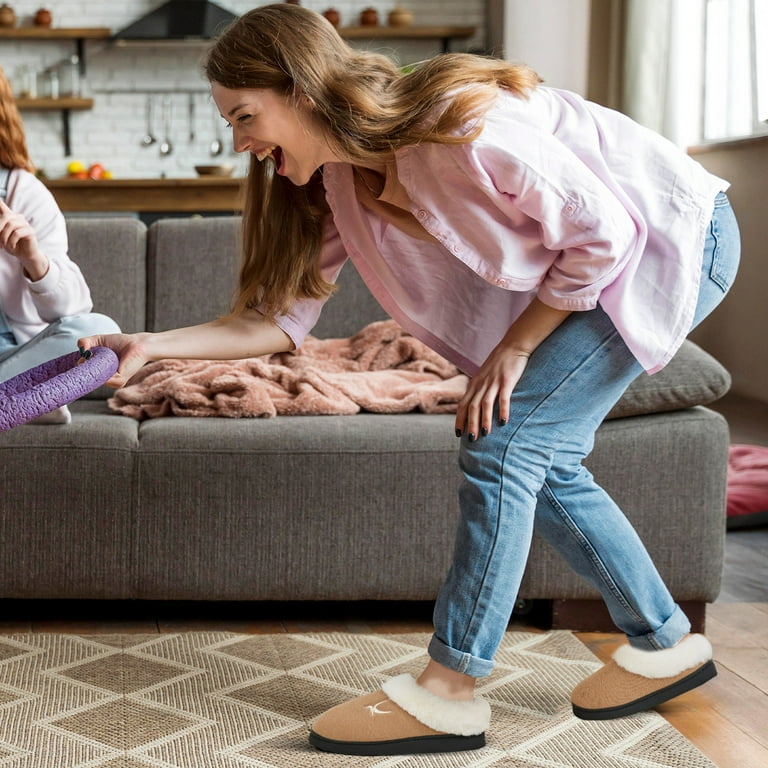 Ecetana Women's Memory Foam House Slippers – Fluffy Faux Fur, Warm Cozy Indoor Outdoor Slip-On Shoes extra image