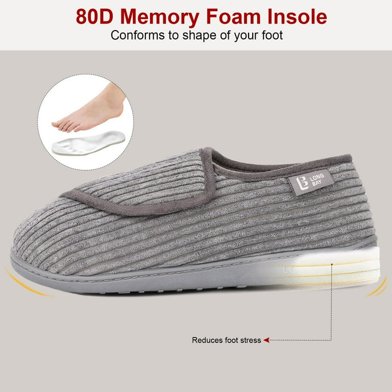 LongBay Women's Adjustable Memory Foam Diabetic Slippers – Ultra Soft House Shoes for Swollen Feet | AmazPromo