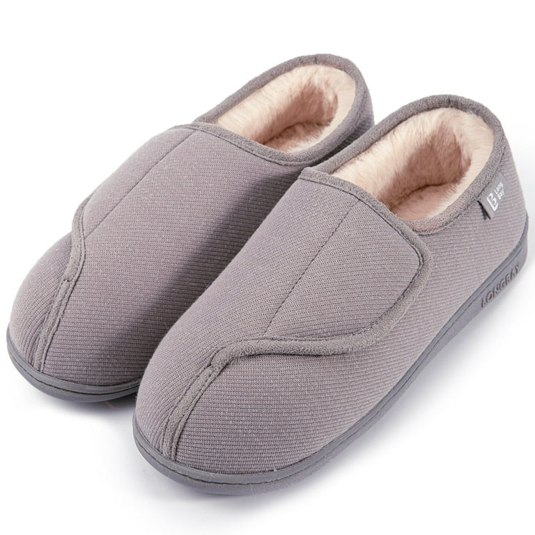 LongBay Women's Adjustable Diabetic Slippers with Memory Foam | Plush House Shoes for Swollen Feet | AmazPromo