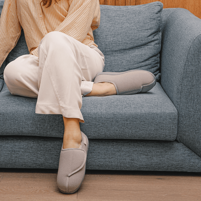 LongBay Women's Adjustable Diabetic Slippers with Memory Foam | Plush House Shoes for Swollen Feet | AmazPromo