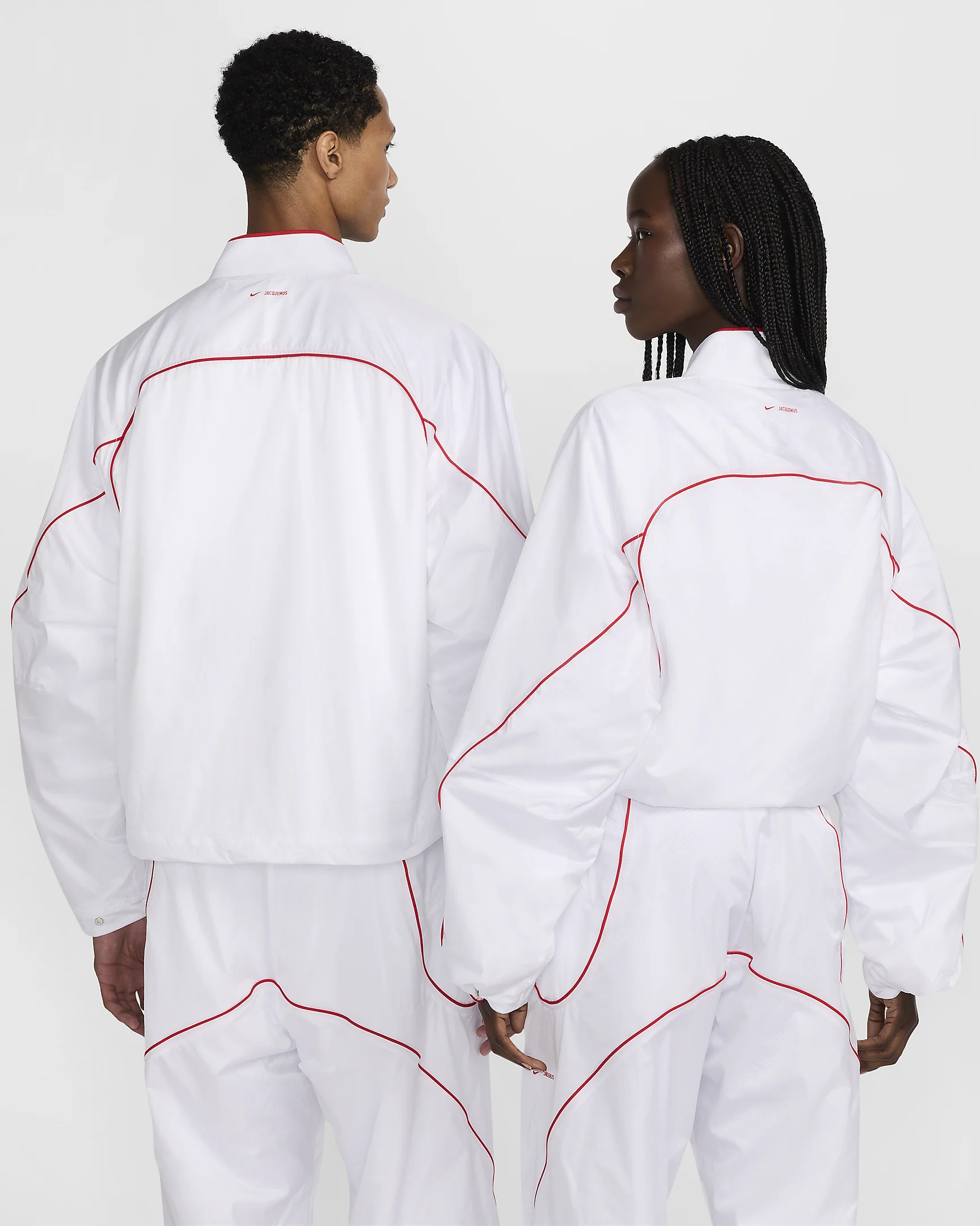 Nike x Jacquemus Track Jacket – Water-Repellent & Wind-Resistant in White/University Red extra image