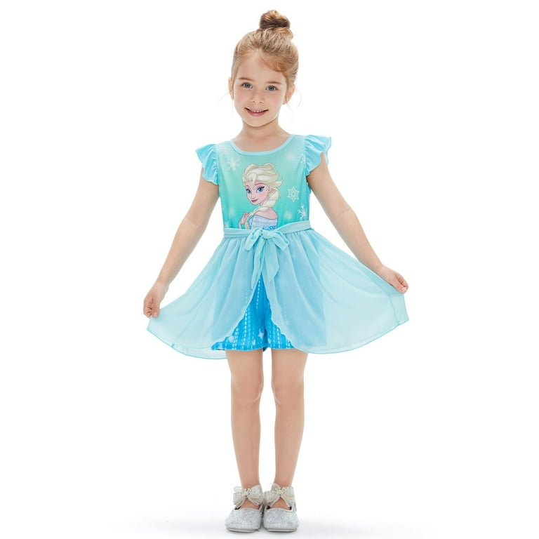 Disney Frozen Elsa Romper Dress for Girls – Princess Tulle Skirt Jumpsuit with Ruffle Sleeves | AmazPromo