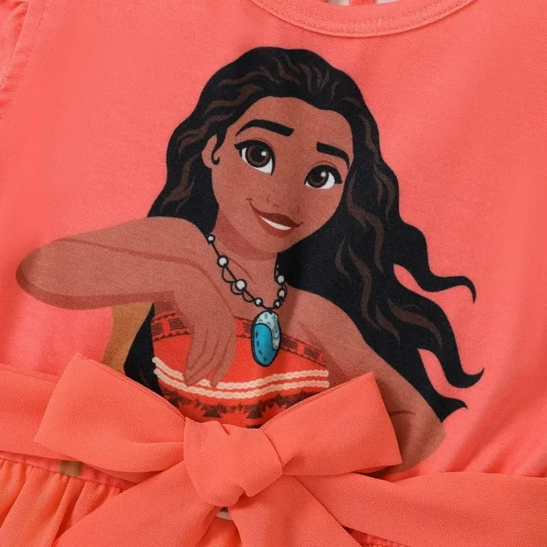Disney Princess Girls Romper Dress – Moana Summer Outfit with Tulle Skirt, Ruffled Sleeves & Magical | AmazPromo