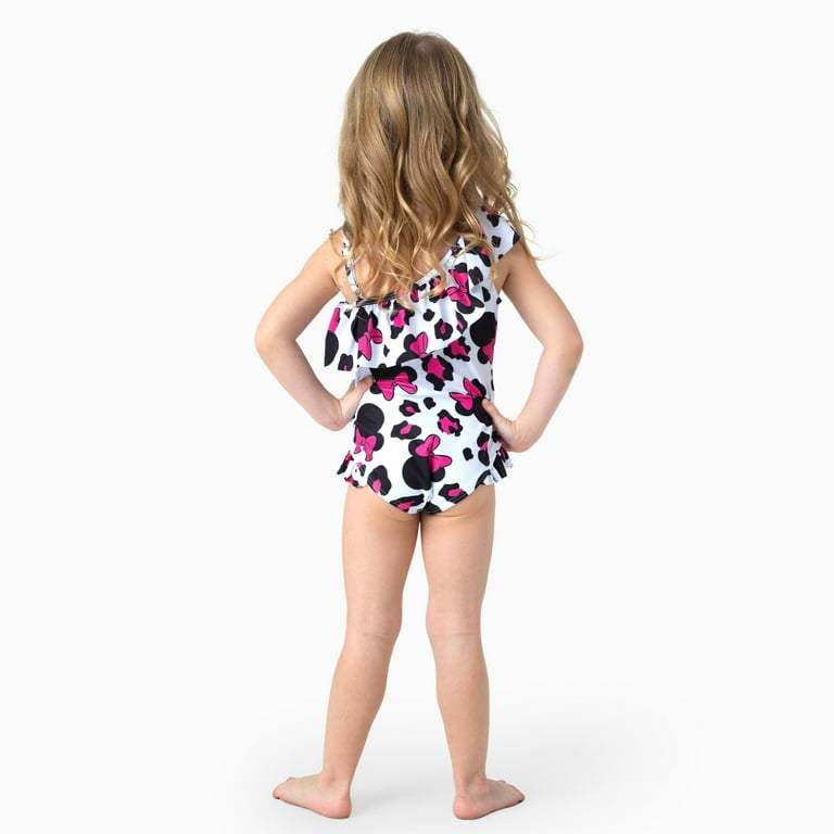 Disney Minnie Mouse Girls Swimsuit – One-Shoulder Ruffle Leopard Print Bathing Suit | Cute & Trendy extra image