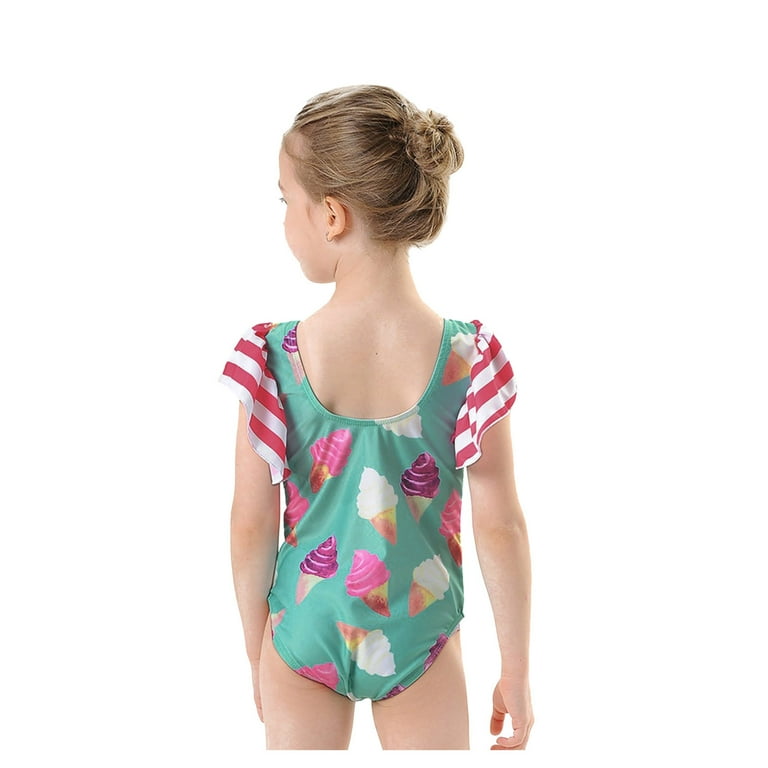 UUBLIK Ice Cream Print Girls One-Piece Swimsuit Set with Hat - Cute Ruffle Design, Perfect for Toddl extra image