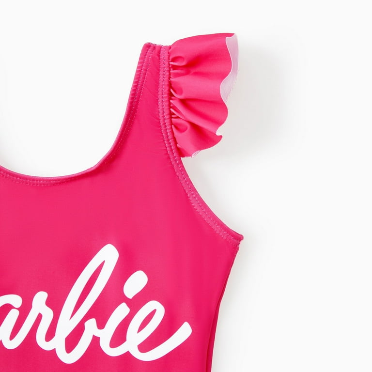Barbie Girls One-Piece Swimsuit with Roseo Letter Print & Flutter Details | Mommy and Me Matching extra image