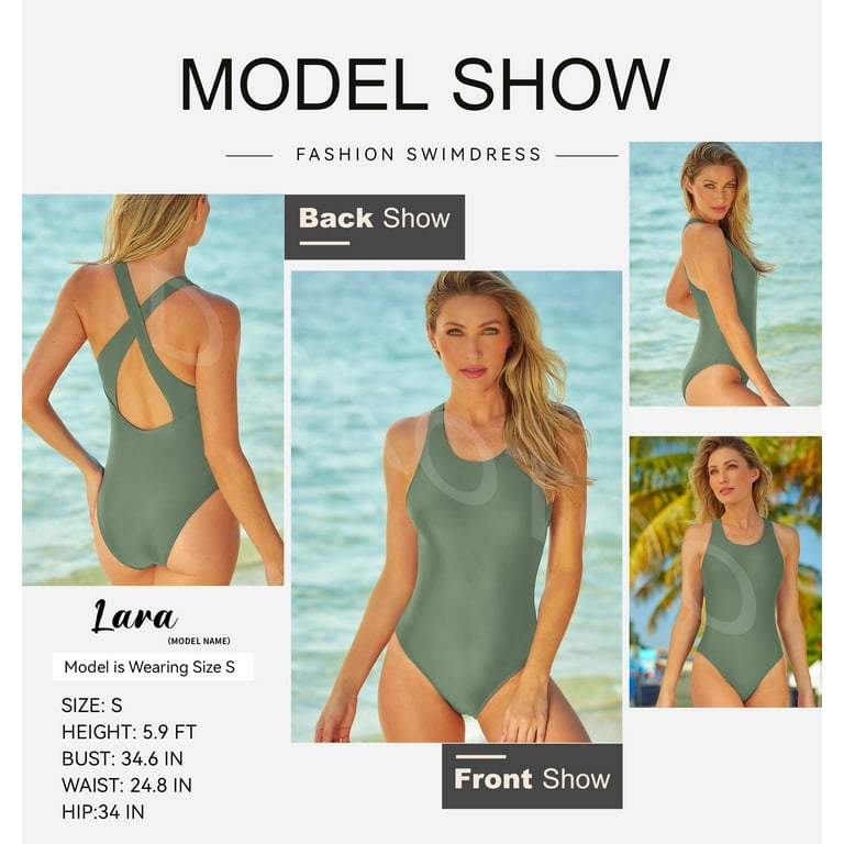 DOKOTOO Women's One-Piece Swimsuit High Cut Modest Monokini – Tummy Control, Retro Athletic Bathing | AmazPromo