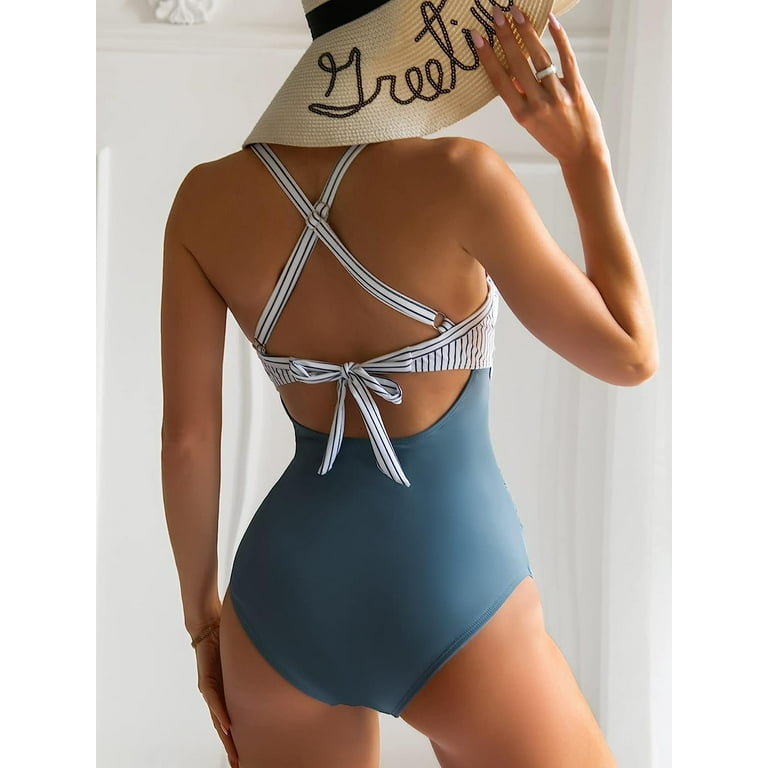 SOMER Women's One-Piece Swimsuit Tummy Control Cutout High-Waisted Bathing Suit – Sexy Wrap Tie Back extra image