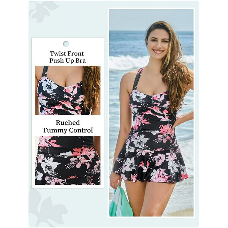Summer Mae Women's Tummy Control One-Piece Swimdress – Slimming Skirted Bathing Suit with Adjustable extra image