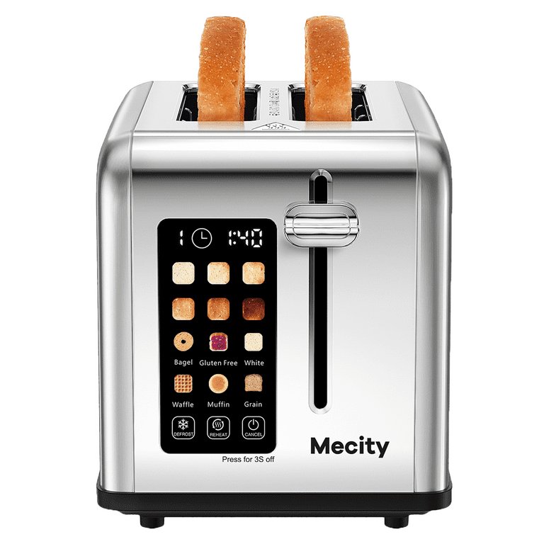 Mecity 2-Slice Touchscreen Toaster, Digital Display, Stainless Steel, 6 Shade Settings, Extra-Wide | AmazPromo