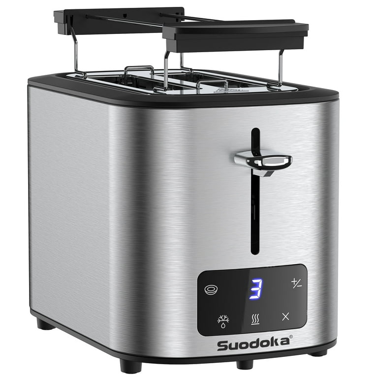 Suodoka Digital Touchscreen Toaster 2-Slice | Extra-Wide Slots, 6 Shade Settings, LED Display, Bage | AmazPromo