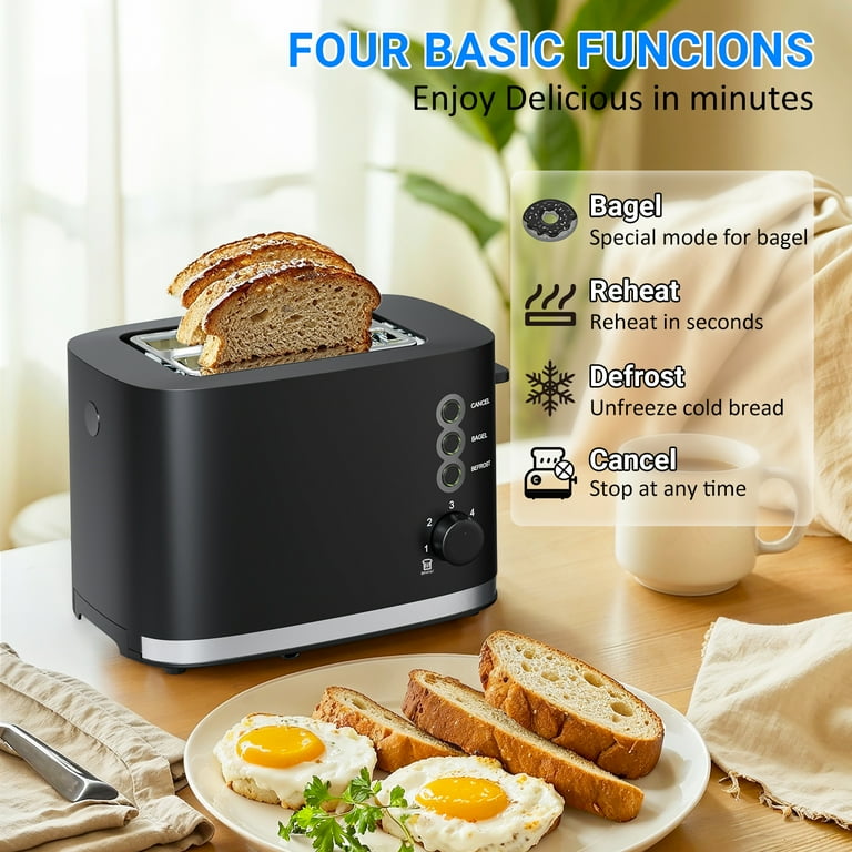 TINANA 2-Slice Toaster with Extra-Wide Slots – 6 Shade Settings, Removable Crumb Tray, Auto Shut-Off extra image