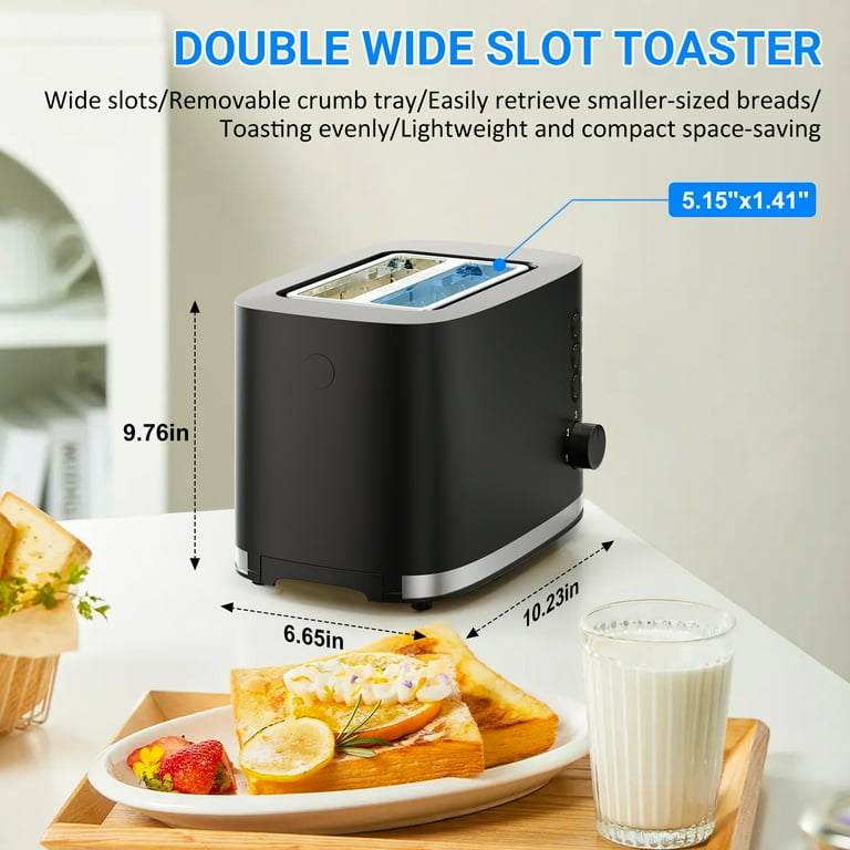 TINANA 2-Slice Toaster with Extra-Wide Slots – 6 Shade Settings, Removable Crumb Tray, Auto Shut-Off extra image