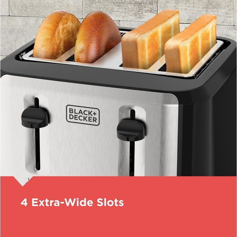 BLACK+DECKER 4-Slice Toaster with Extra-Wide Slots, Black & Silver – Perfect for Bagels, Thick Bread extra image
