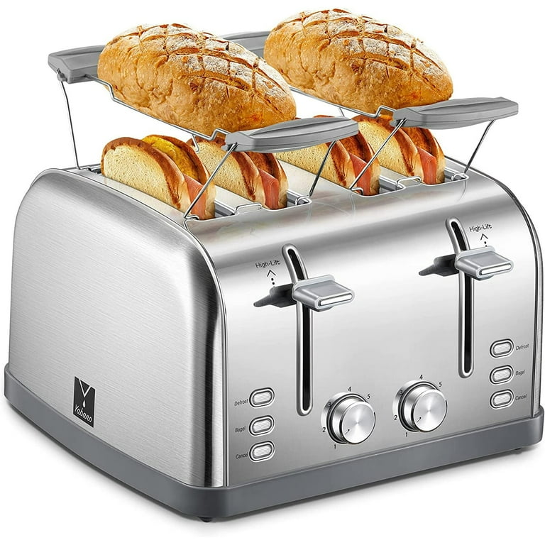Yabano 4-Slice Stainless Steel Toaster with Extra Wide Slots, High Lift Lever & 7 Shade Settings | AmazPromo