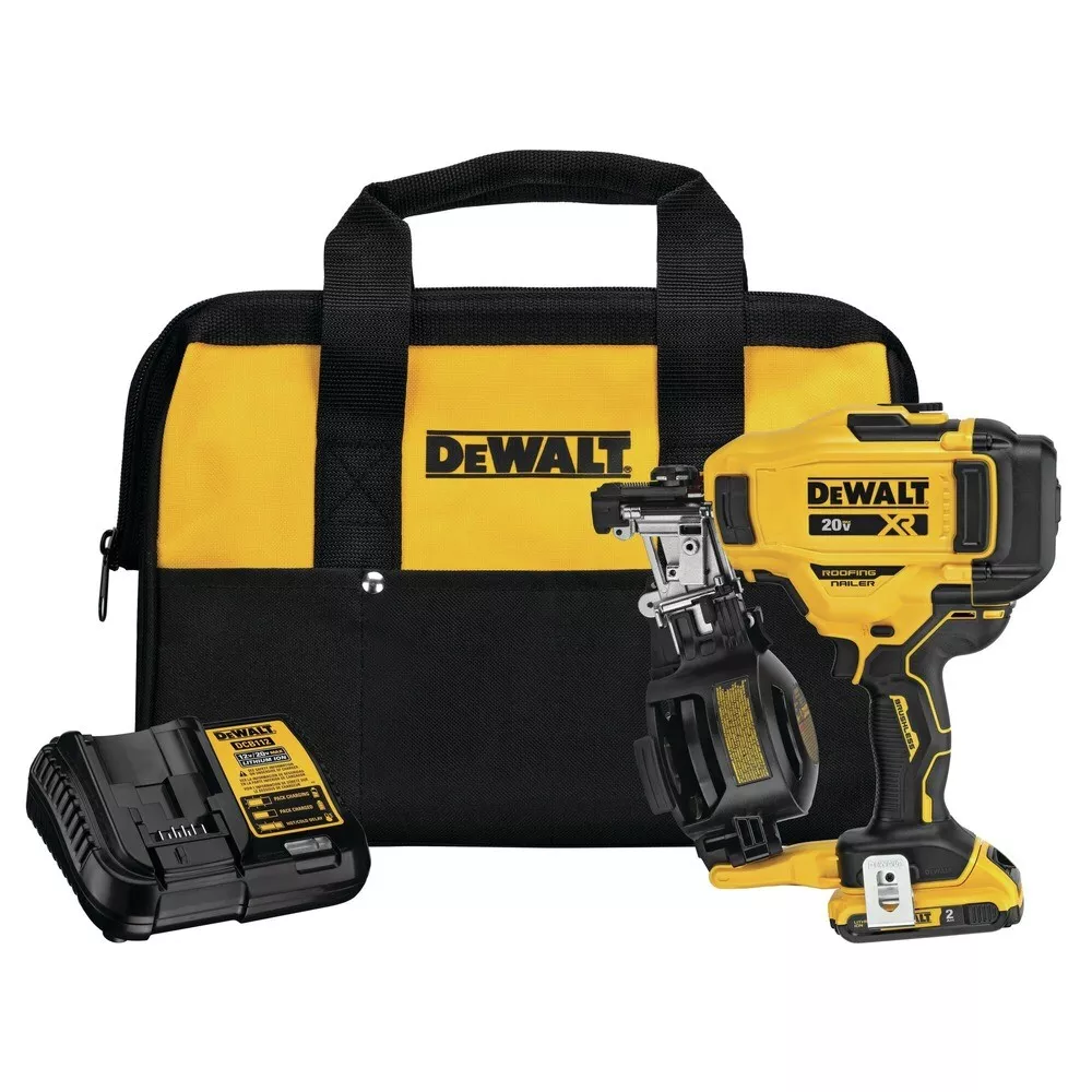 DEWALT 20V MAX Brushless Cordless Roofing Nailer Kit - DCN45RND1R (2Ah) | High-Performance Coil Nail | AmazPromo