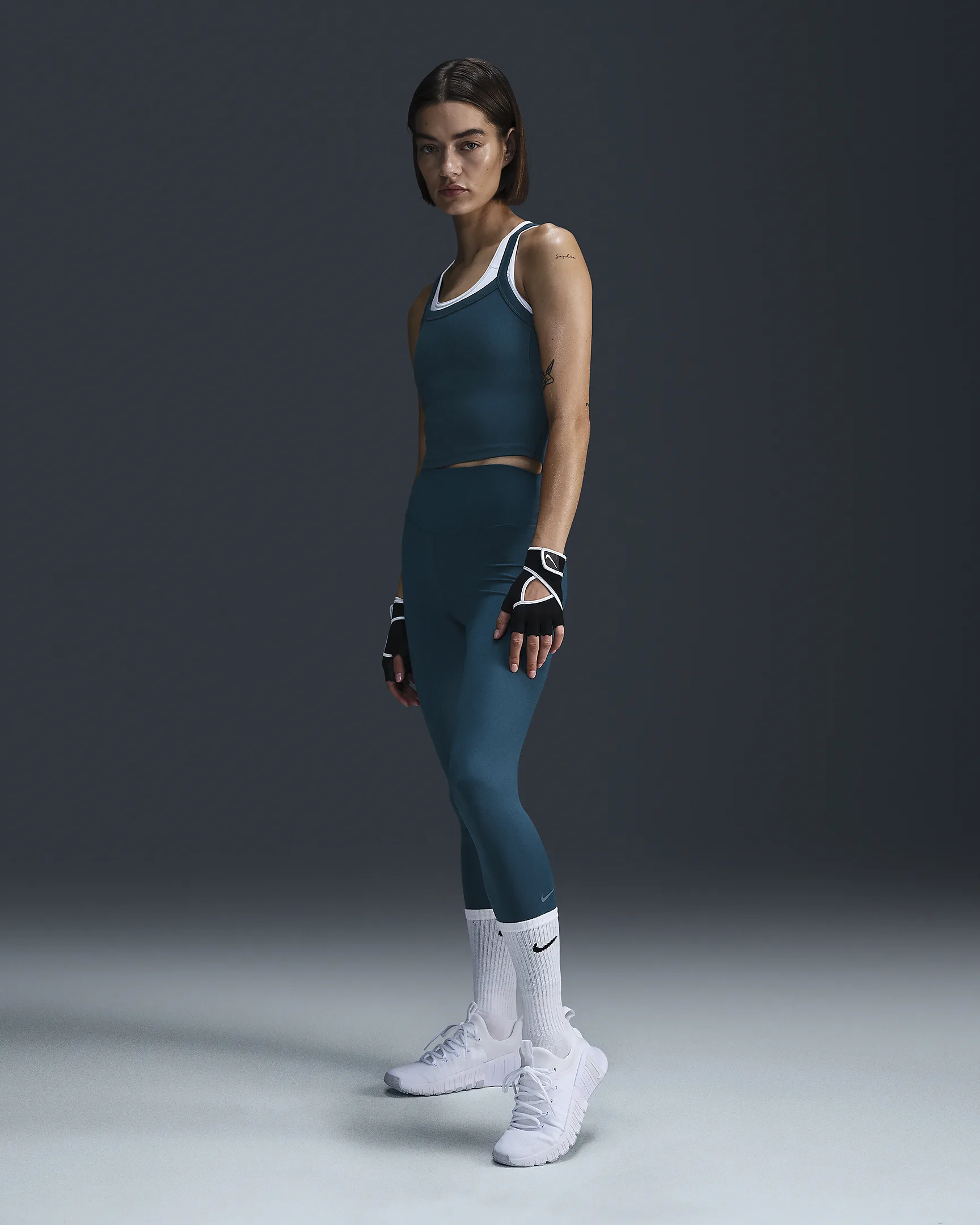 Nike One Women’s High-Waisted Leggings – Dri-FIT, Stretch Fabric, Phone Pocket – Armory Navy | AmazPromo