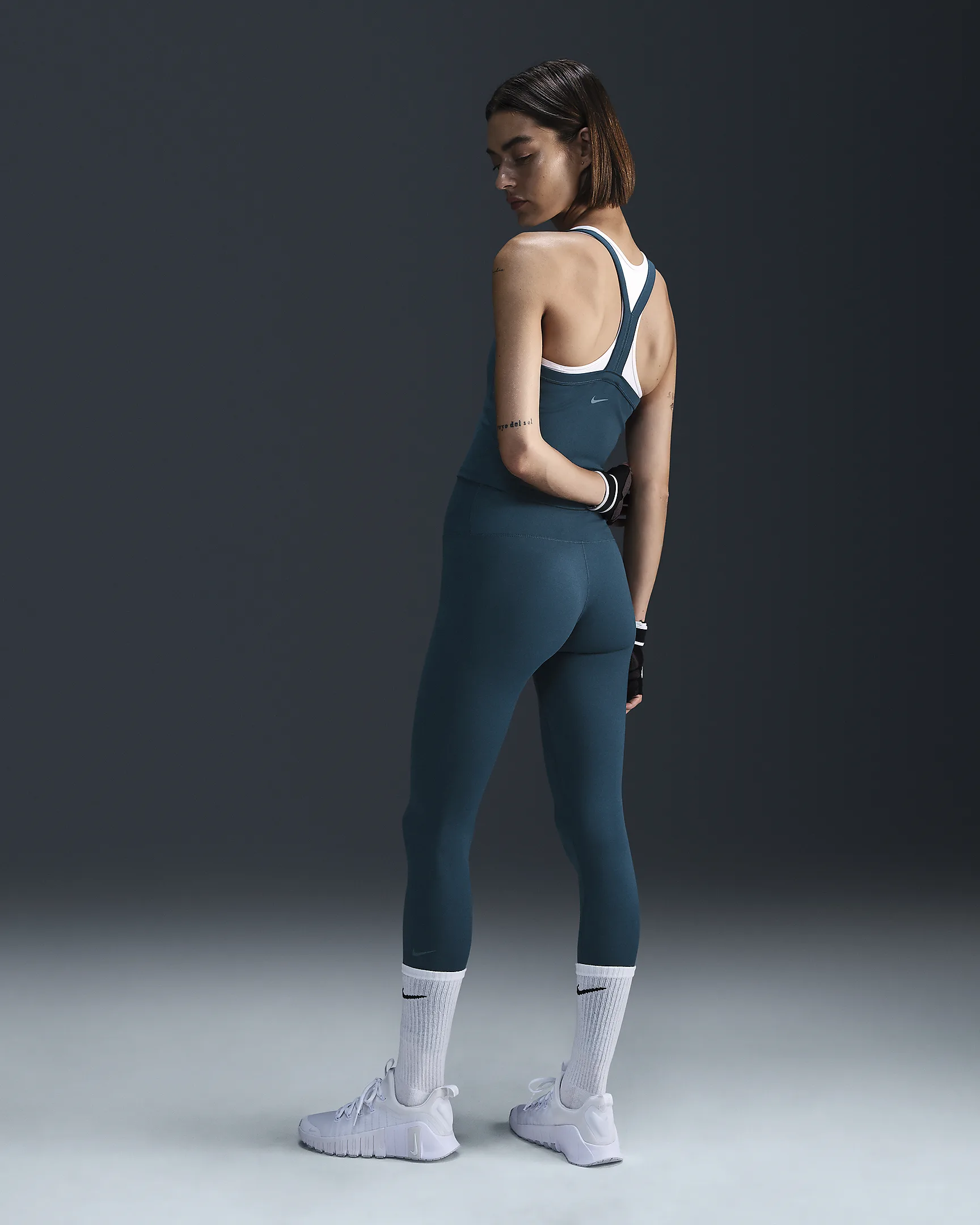 Nike One Women’s High-Waisted Leggings – Dri-FIT, Stretch Fabric, Phone Pocket – Armory Navy | AmazPromo