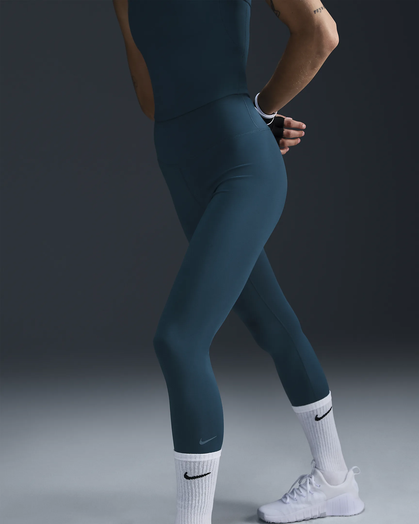 Nike One Women’s High-Waisted Leggings – Dri-FIT, Stretch Fabric, Phone Pocket – Armory Navy extra image