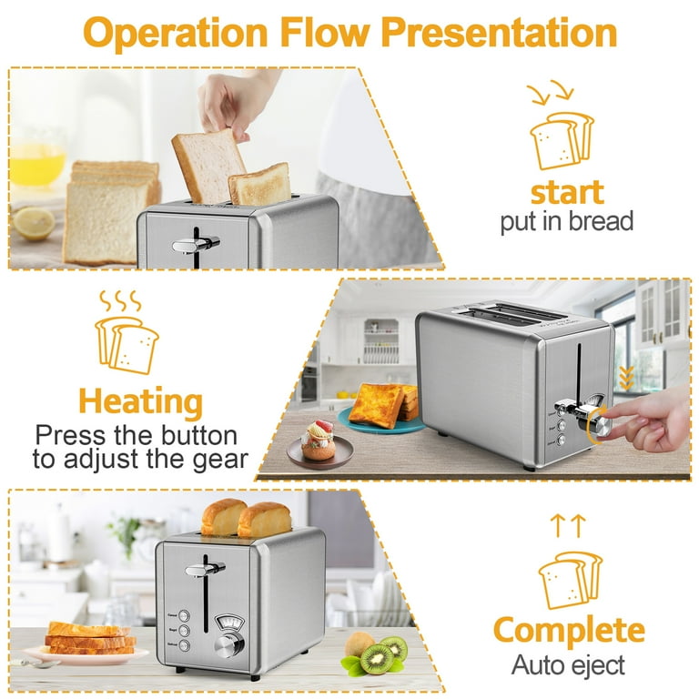 WHALL Toaster 2 Slice Stainless Steel – Extra-Wide Slot Bread Toaster with Bagel, Defrost, Cancel | AmazPromo