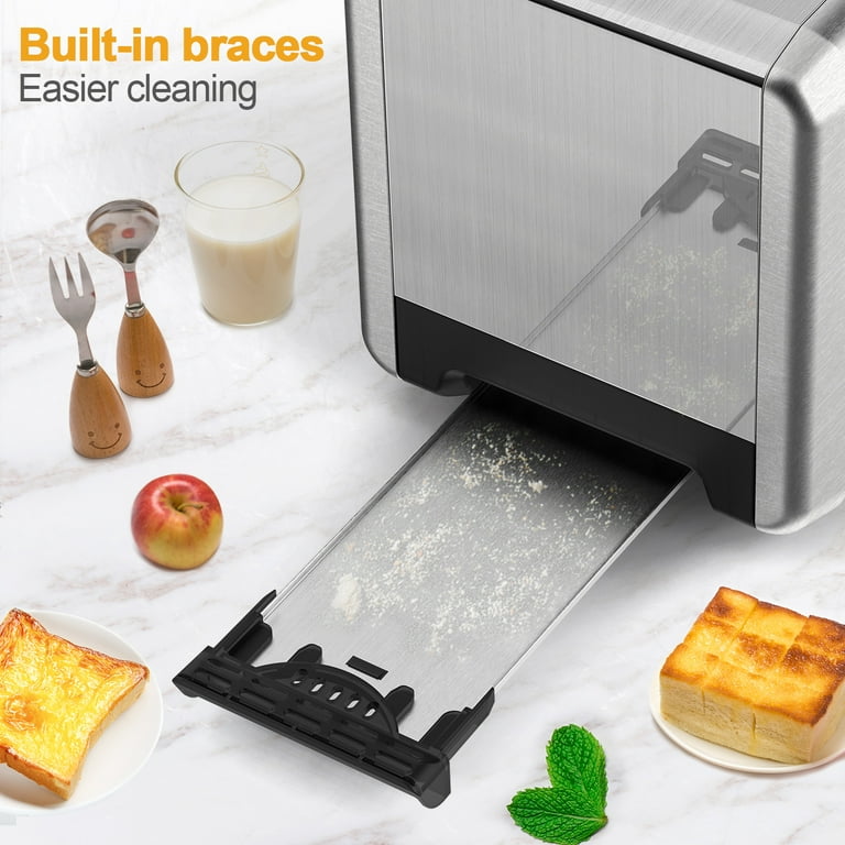 WHALL Toaster 2 Slice Stainless Steel – Extra-Wide Slot Bread Toaster with Bagel, Defrost, Cancel extra image