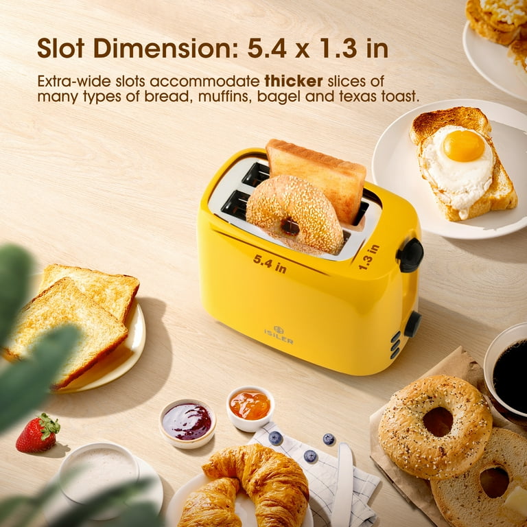 iSiLER 2 Slice Toaster – Extra-Wide Slots, 7 Shade Settings, Reheat/Defrost/Cancel Functions | AmazPromo