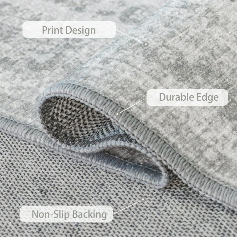 KUETH 5x7 Vintage Washable Rug for Living Room – Non-Slip Ultra-Thin Area Rug with Gripper, Distress extra image