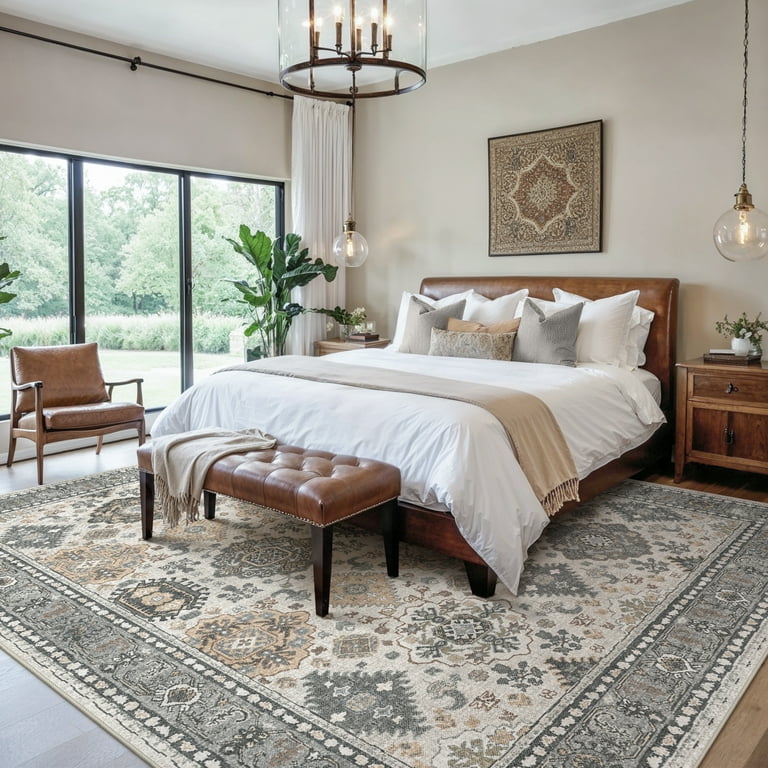 KUETH 8x10 Washable Area Rug for Living Room - Ultra-Thin Vintage Chenille Rug with Non-Slip Backing extra image