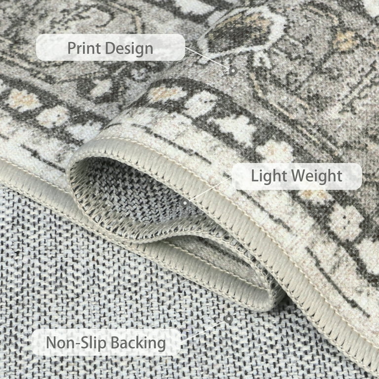 KUETH 8x10 Washable Area Rug for Living Room - Ultra-Thin Vintage Chenille Rug with Non-Slip Backing extra image