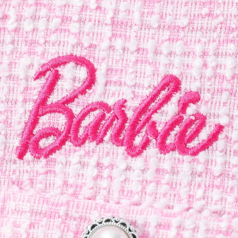 Barbie Girls Tutu Dress – Elegant Long Sleeve Pink Outfit with Embroidered Logo & Pearl Buttons | | AmazPromo