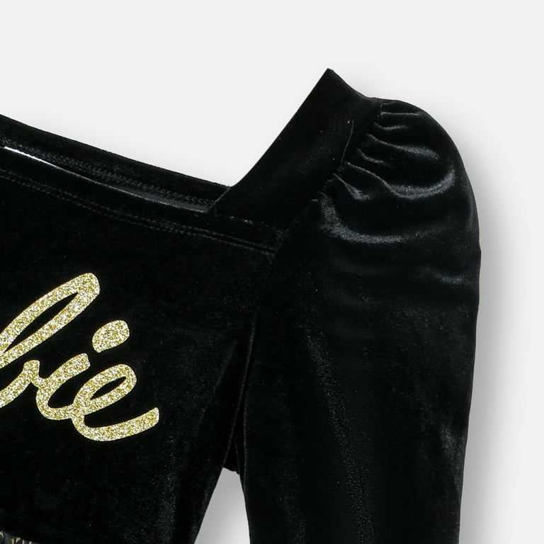 Barbie Girls Tutu Dress for Kids Ages 6-12 – Glitter Letter Mesh Fairy Skirt – Long Sleeve Birthday | AmazPromo