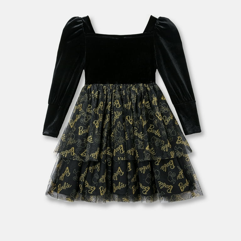 Barbie Girls Tutu Dress for Kids Ages 6-12 – Glitter Letter Mesh Fairy Skirt – Long Sleeve Birthday extra image