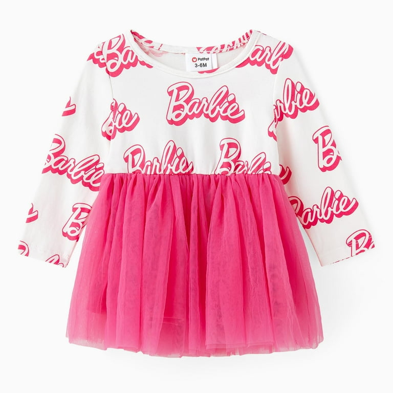 Barbie Baby Girl Tutu Dress - Cotton Long Sleeve Letter Print Princess Skirt Outfit for Birthday | AmazPromo