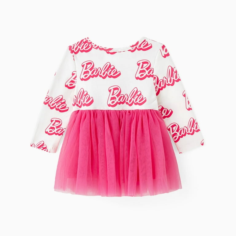 Barbie Baby Girl Tutu Dress - Cotton Long Sleeve Letter Print Princess Skirt Outfit for Birthday | AmazPromo