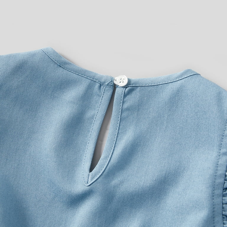 Mommy and Me Matching Summer Dresses for Girls 8-9T – Blue Floral Sleeveless Ruffle Sundress | PatPa extra image