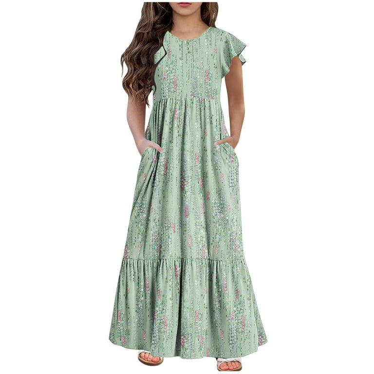 Juslio Girls A-Line Casual Dress – Short Sleeve Mid-Length Summer Dress for Tweens & Kids | AmazPromo