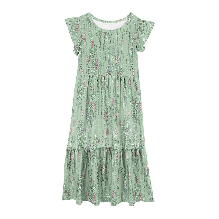 Juslio Girls A-Line Casual Dress – Short Sleeve Mid-Length Summer Dress for Tweens & Kids extra image