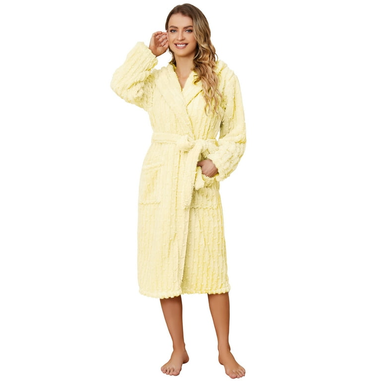 HEARTNICE Women's Fuzzy Long Hooded Bathrobe – Ultra Soft Plush Fleece Robe with Pom Pom Jacquard | AmazPromo